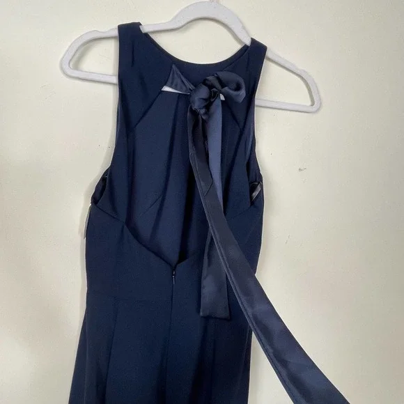 Dessy Collection Vivian Diamond Blue Midnight Bow-Back Trumpet Gown NWT Size 2 R - Picture 6 of 9